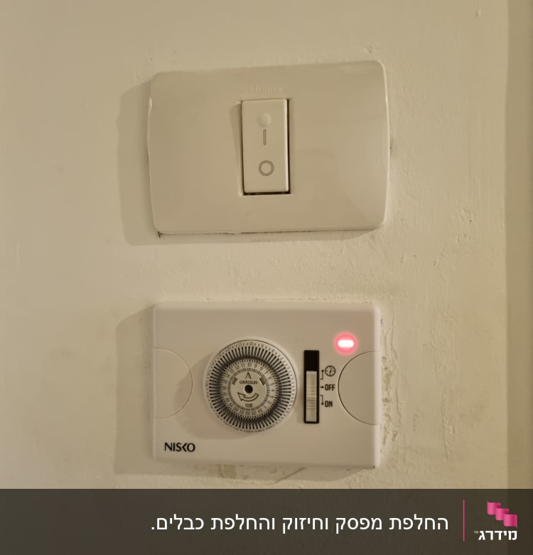 מתג חשמל ולוח בקרה עם נורית חיווי אדומה